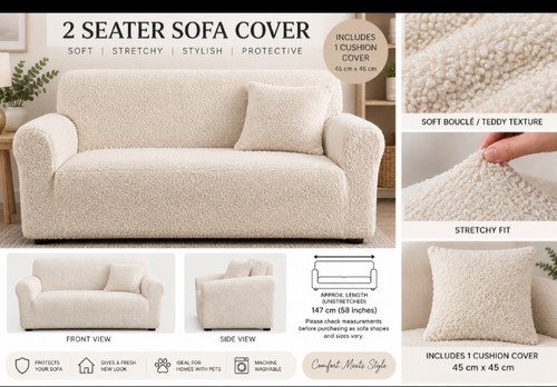 Cream boucle teddy stretch - cream,